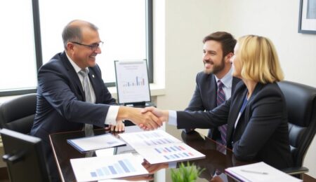 Bankberater erklärt Franchise Kredit Optionen an einen potenziellen Franchisenehmer