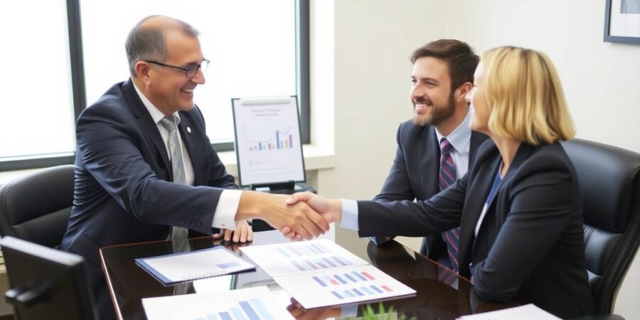 Bankberater erklärt Franchise Kredit Optionen an einen potenziellen Franchisenehmer