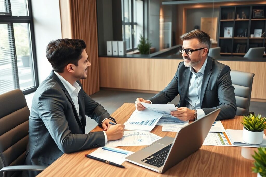 Bankgespräch zur Finanzierung eines Unternehmenskaufs