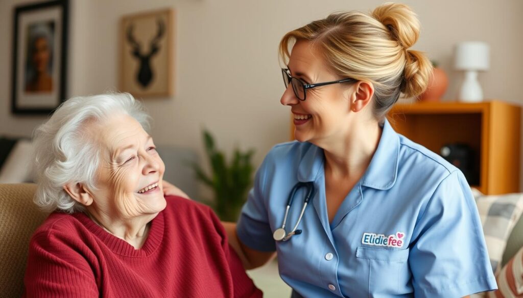 Eli die Fee Seniorendienst Franchise Deutschland Mitarbeiter betreut ältere Dame