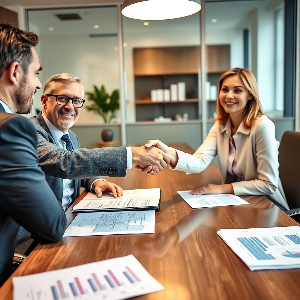 Erfolgreicher Abschluss einer Unternehmensbewertung mit Handschlag