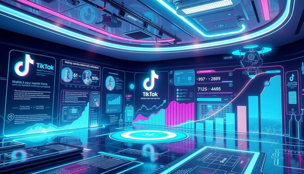 Futuristische Darstellung des TikTok-Account Marktes mit Trends und Prognosen