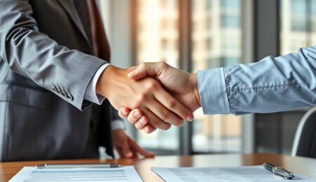 Handschlag nach erfolgreicher Unternehmensbewertung für Verkauf