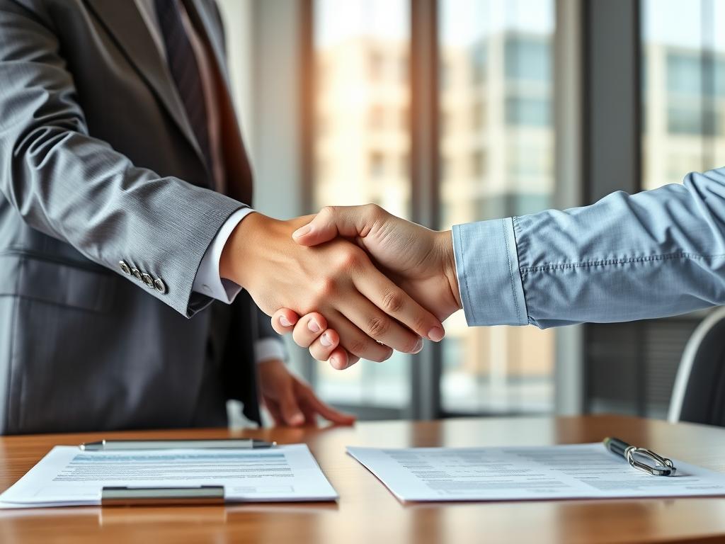 Handschlag nach erfolgreicher Unternehmensbewertung für Verkauf
