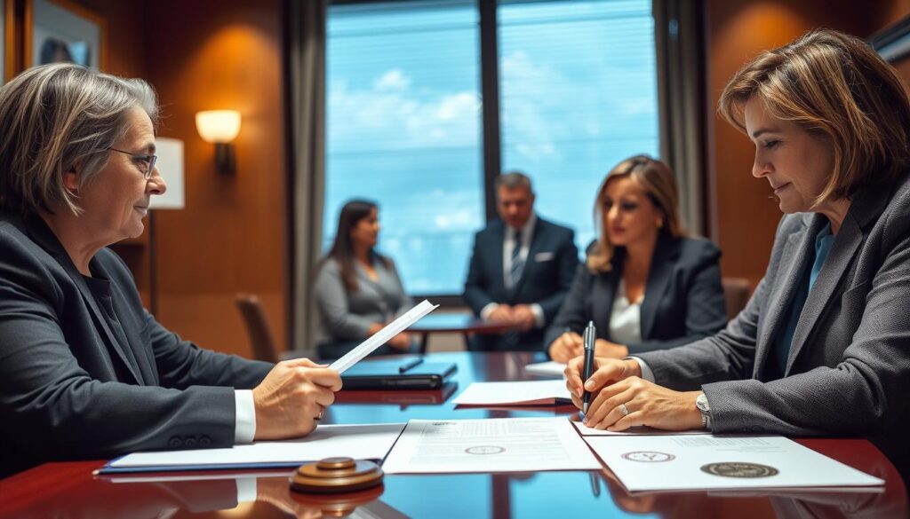 Notar bei der Beurkundung eines Unternehmensverkaufs