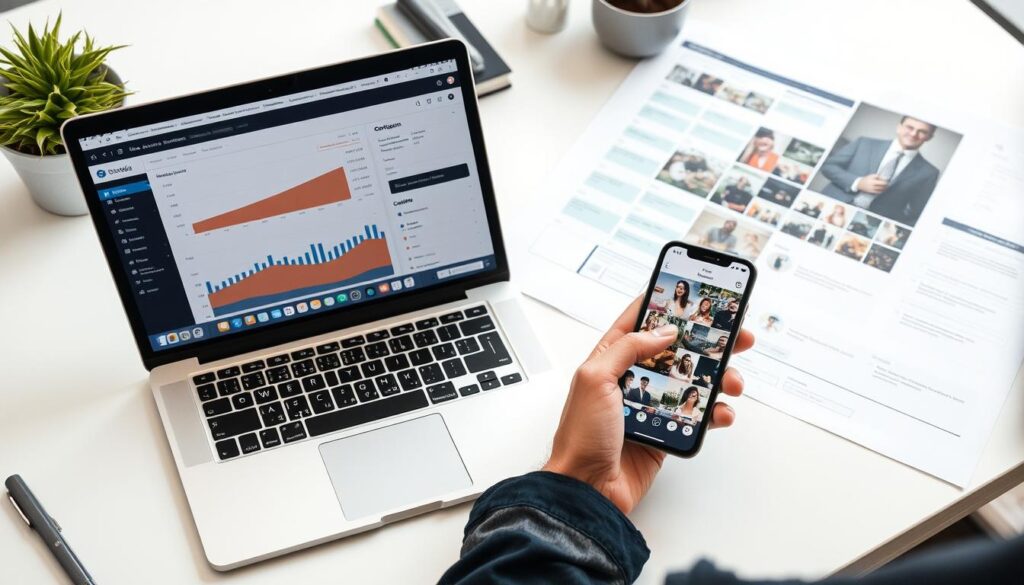 Person arbeitet an der Content-Strategie für einen neu erworbenen Instagram-Account