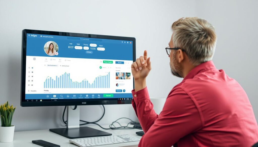 Person trifft Entscheidung über Instagram-Profilkauf