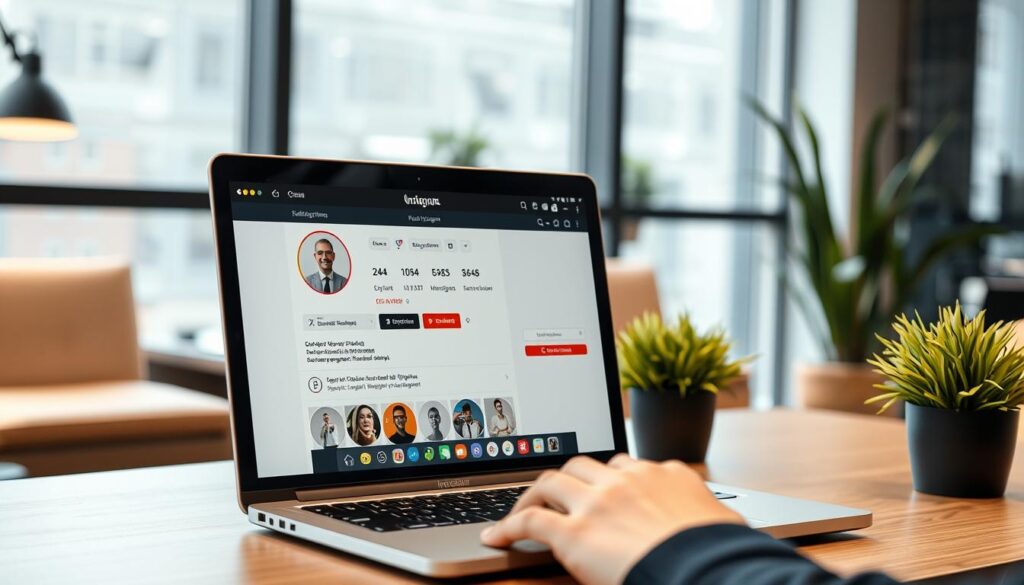 Person verkauft Instagram-Account auf einem Laptop in Deutschland