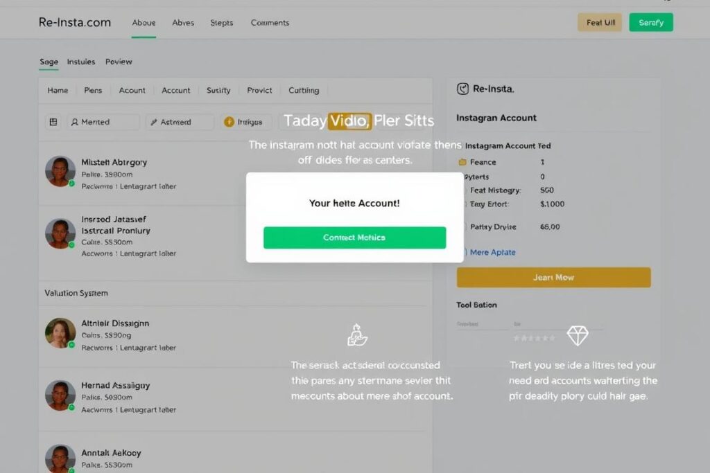 Re-Insta.com Plattform mit Anzeigen für Instagram-Accounts und Bewertungssystem