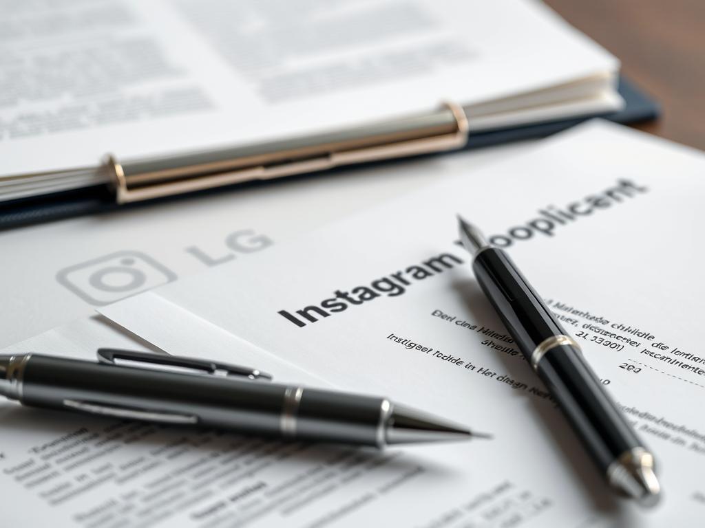 Rechtliche Dokumente und Instagram-Logo