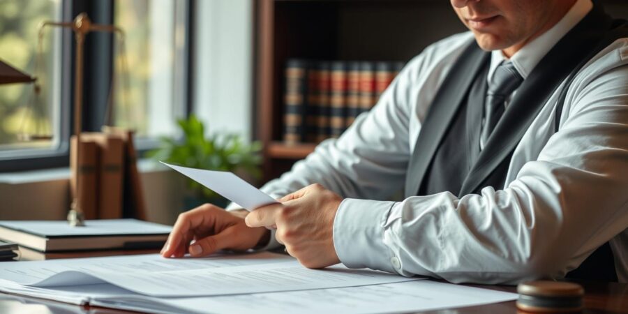 Rechtsanwalt prüft Verträge bei einer Due Diligence