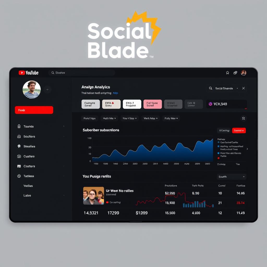 Social Blade Logo und Dashboard für YouTube-Kanal Analyse Social Blade Logo und Dashboard für YouTube-Kanal Analyse