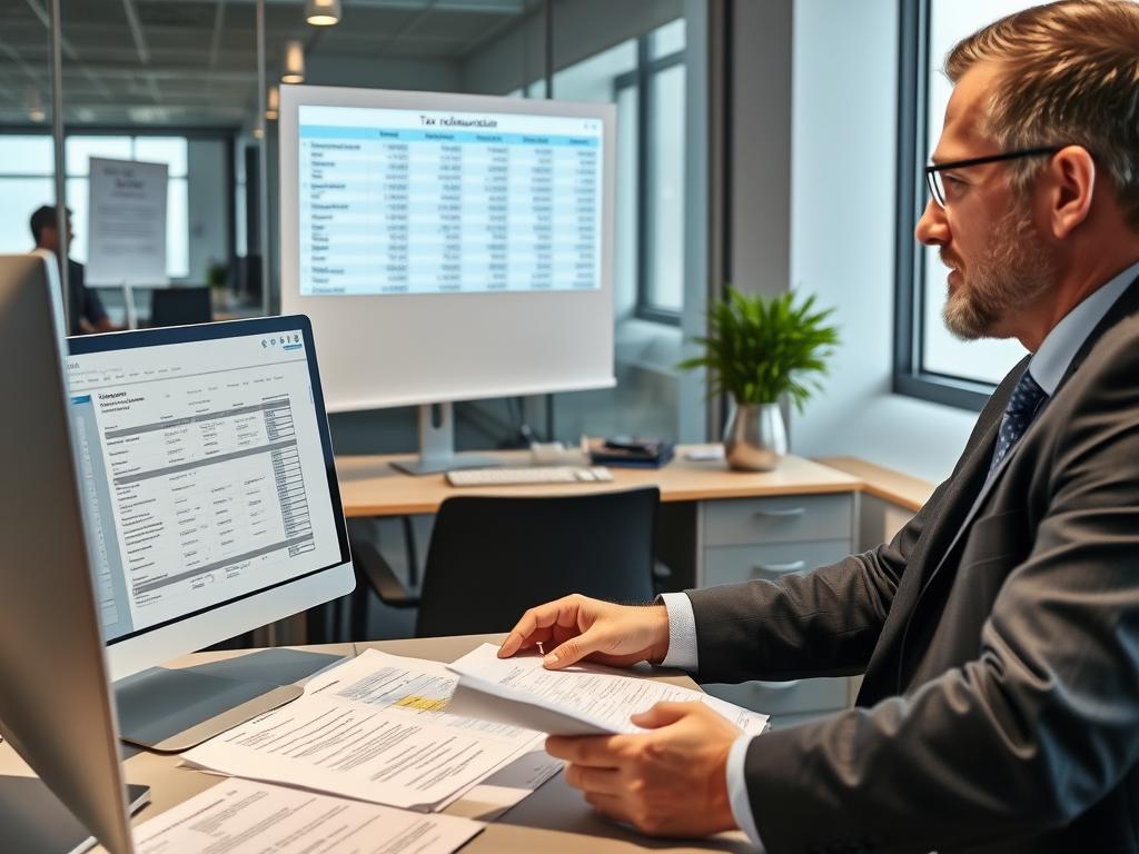 Steuerberater erklärt einem Unternehmer die Steuerberechnung beim Unternehmensverkauf