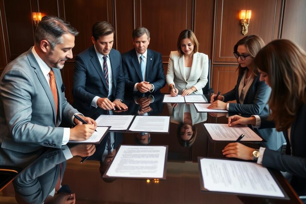 Unterzeichnung eines Kaufvertrags beim Unternehmenskauf Schritt für Schritt