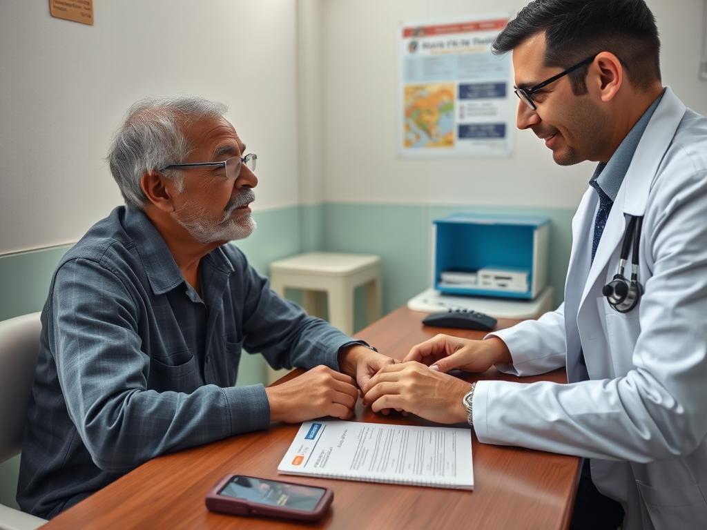 Arzt behandelt Patienten in einer ausländischen Klinik