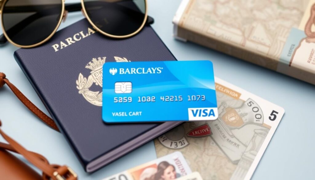 Barclays Visa Kreditkarte für Reisen 2025 mit Reiseutensilien