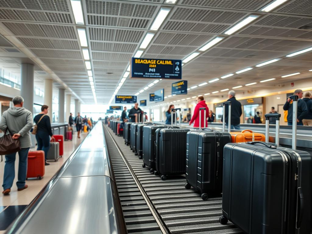 Gepäckausgabe am Flughafen mit Koffern - Beste Kreditkarte für Flugbuchungen 2025