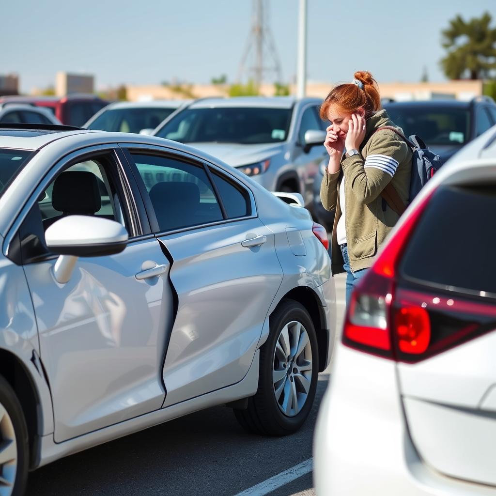 Leicht beschädigter Mietwagen nach Unfall