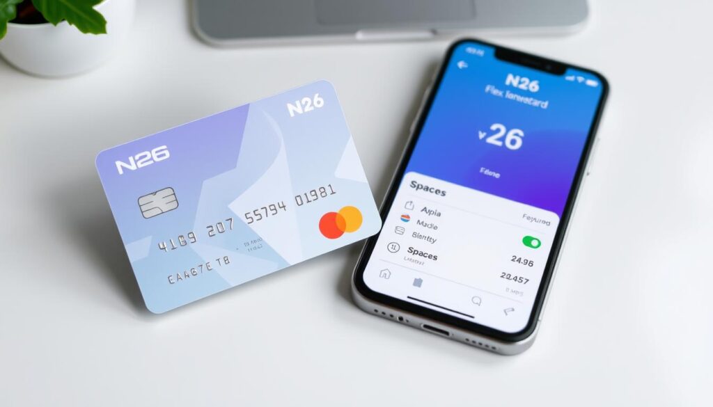 N26 Flex Mastercard mit App-Ansicht und Kontofunktionen