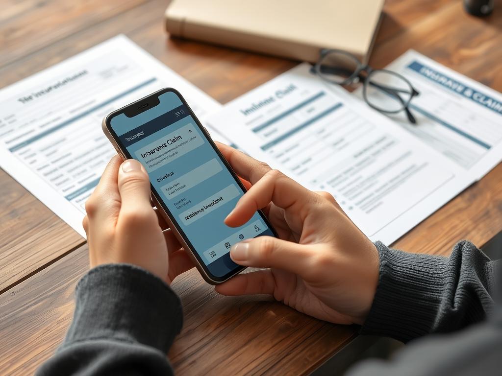 Person meldet Schadensfall über Kreditkarten-App