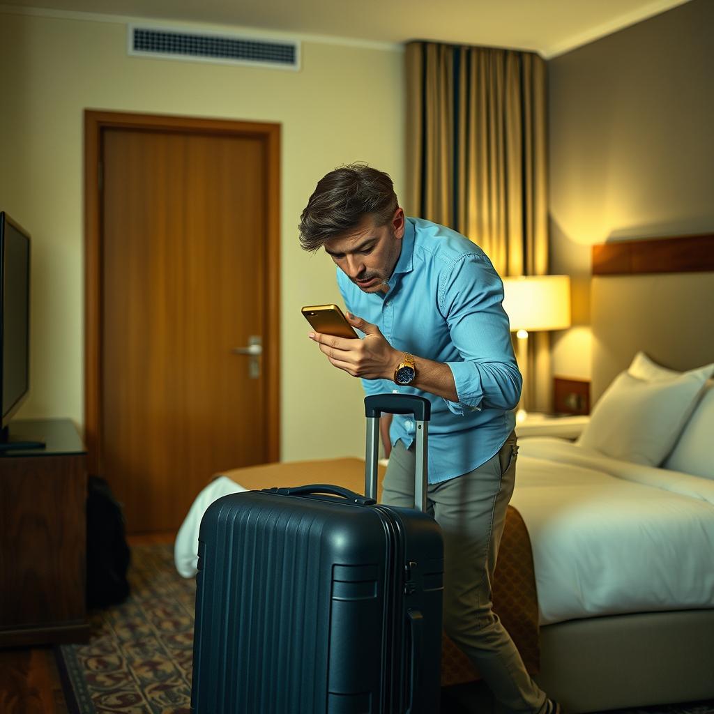 Person packt hastig Koffer für vorzeitige Abreise