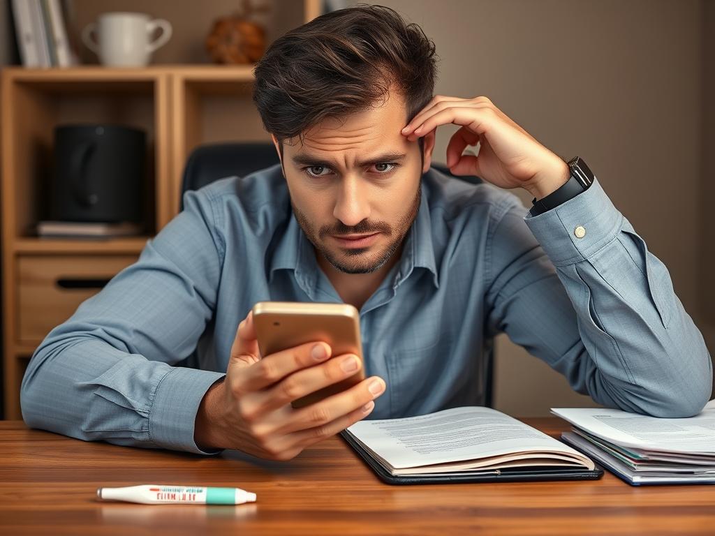 Person storniert Flugticket auf Smartphone wegen Krankheit