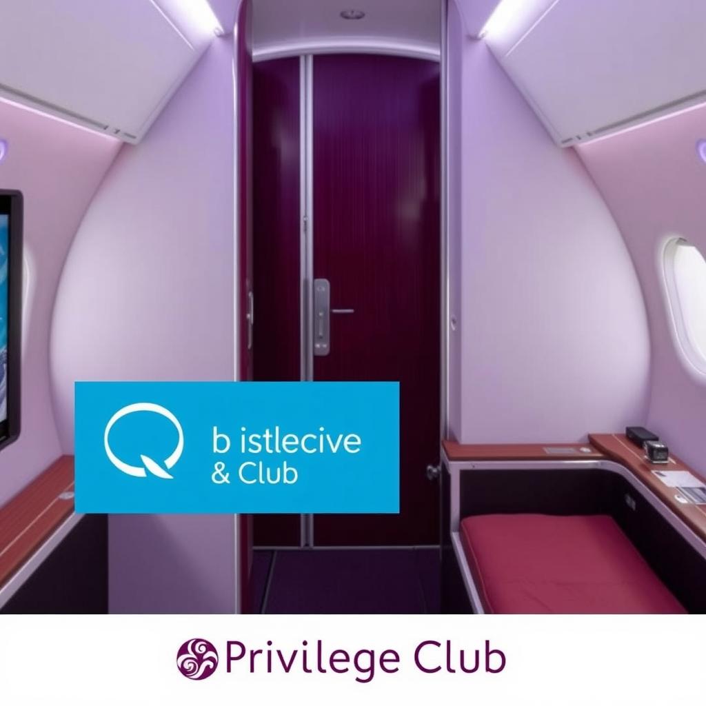 Qatar Airways Qsuite Business Class mit Privilege Club Logo