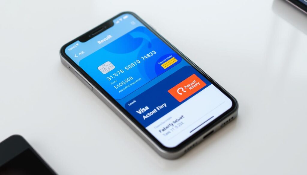 Revolut Visa Kreditkarte auf einem Smartphone mit App-Ansicht