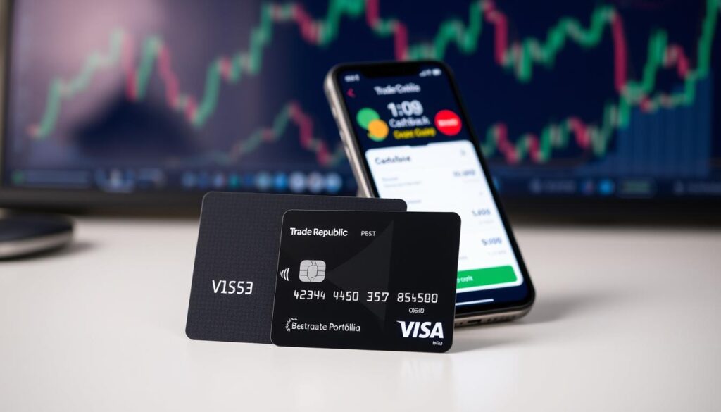 Trade Republic Visa Karte mit Smartphone-App und Cashback-Anzeige