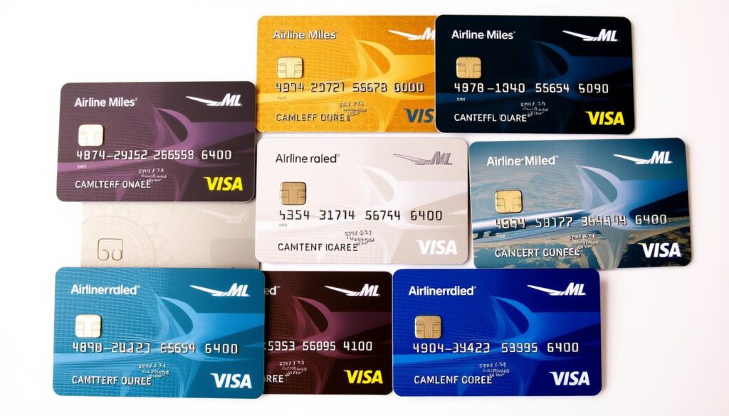 Verschiedene Kreditkarten mit Meilensymbolen - Bonuspunkte-Systeme für Flugbuchungen 2025